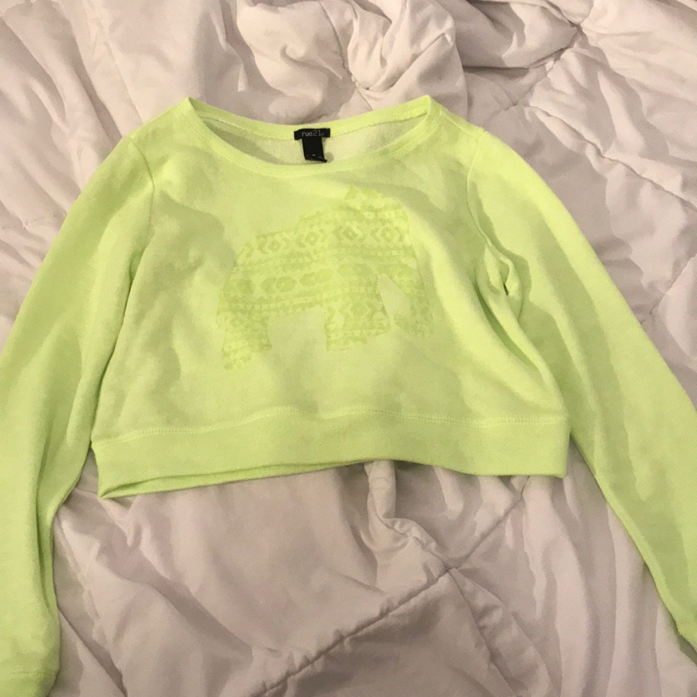 Like green elephant crop top sweater